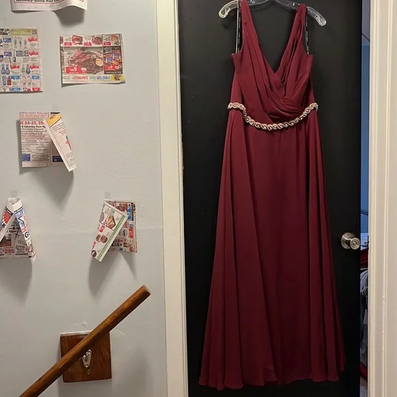 Alfred Angelo Dresses | Size 16 Alfred Angelo Mahogany Bridesmaid Dress With Gold Belt Attached. | Color: Red | Size: 16 | Marsbrooks822's Closet
